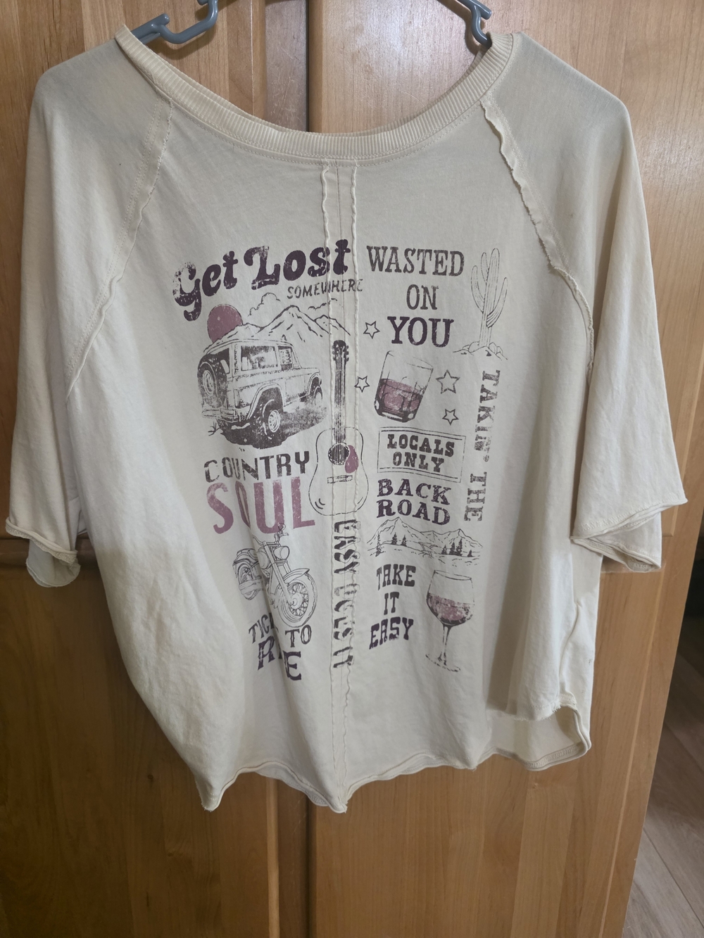 Cleo & Wolf Cream Graphic Boatneck Womens Top - Get Lost Country Soul BootBarn